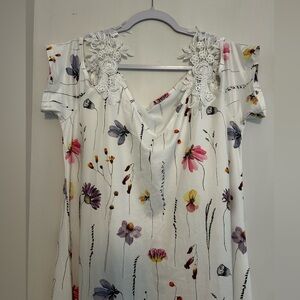 Floral Lace Accent Women's Top